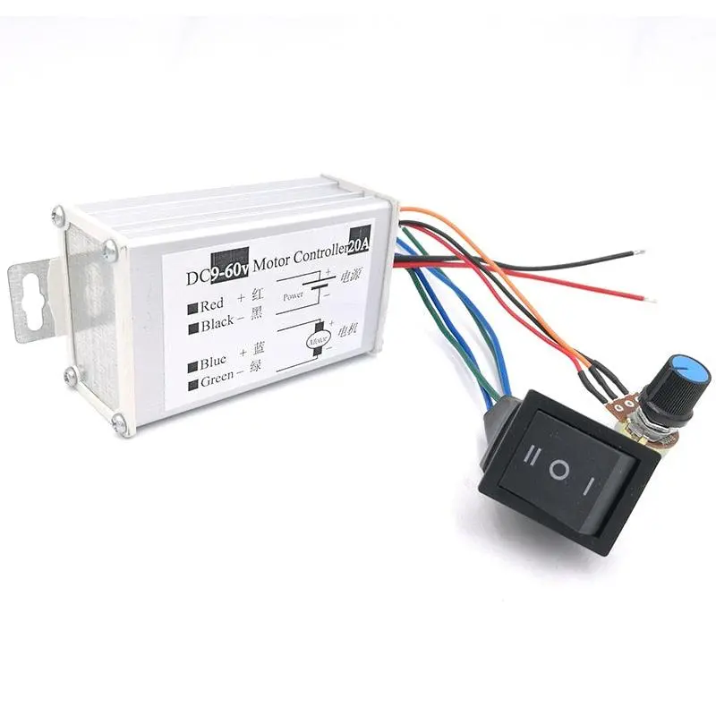 Dc Motor Speed Controller 20A 9-60V Reversible Pwm Control Forward/Reverse Switch 1