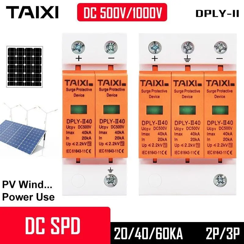 Dc Surge Protector Pv Spd 500V 800V 1000V System Used 20Ka 40Ka 60Ka Spd 2 Poles 3P With Pe Lightning Protect  Wind Generator 1