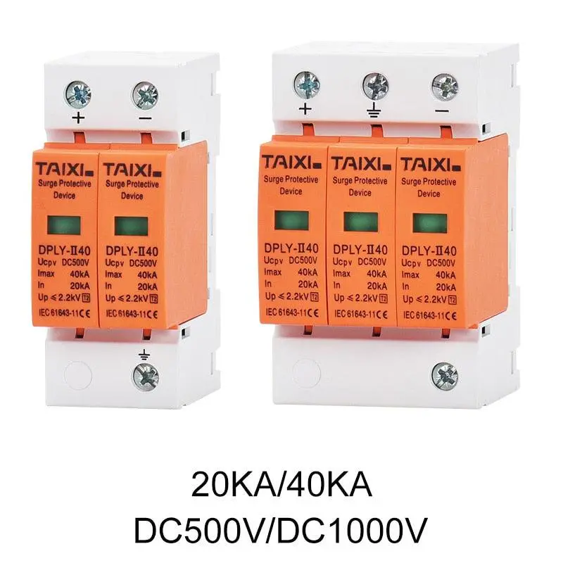 Dc Surge Protector Pv Spd 500V 800V 1000V System Used 20Ka 40Ka 60Ka Spd 2 Poles 3P With Pe Lightning Protect Wind Generator 3