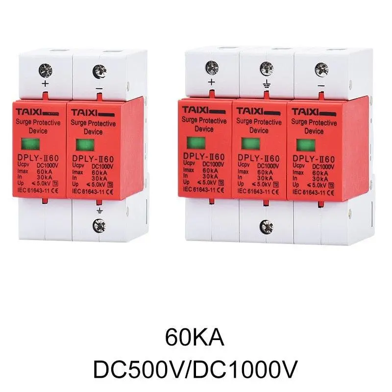 Dc Surge Protector Pv Spd 500V 800V 1000V System Used 20Ka 40Ka 60Ka Spd 2 Poles 3P With Pe Lightning Protect Wind Generator 6
