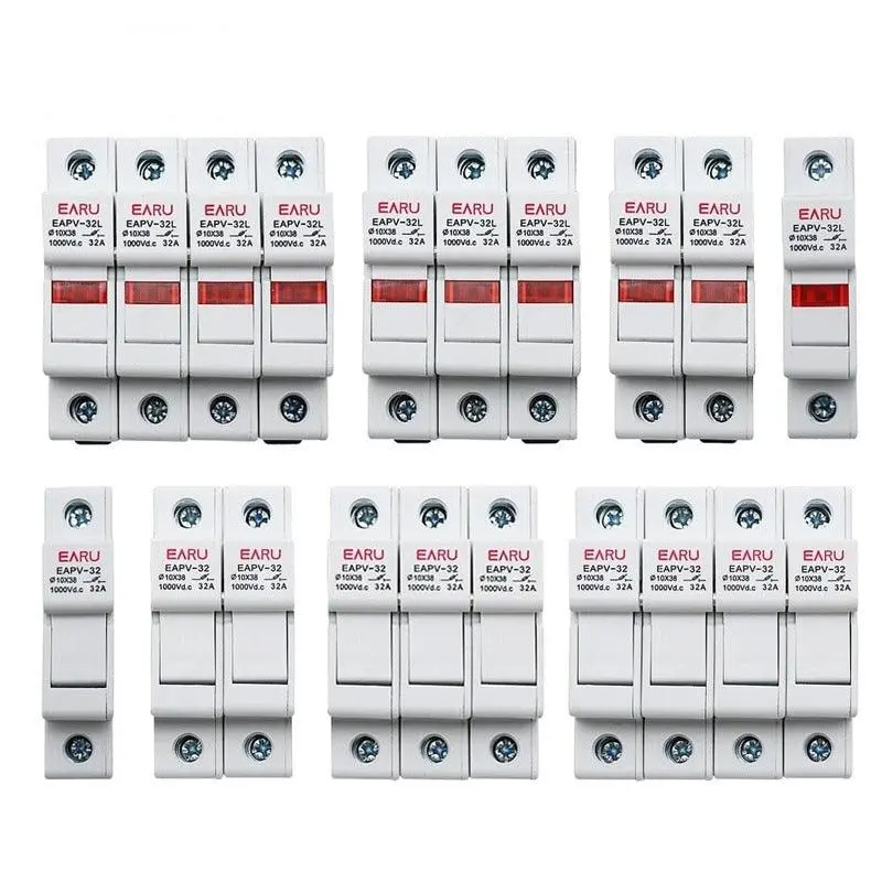 Din Rail Solar Pv Dc Fuse Holders With Indicator Light Suitable For 10*38Mm Dc Pv Fuse Link For Solar Photovoltaic System Pro 1