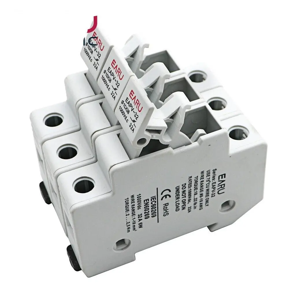 Din Rail Solar Pv Dc Fuse Holders With Indicator Light Suitable For 10*38Mm Dc Pv Fuse Link For Solar Photovoltaic System Pro 13