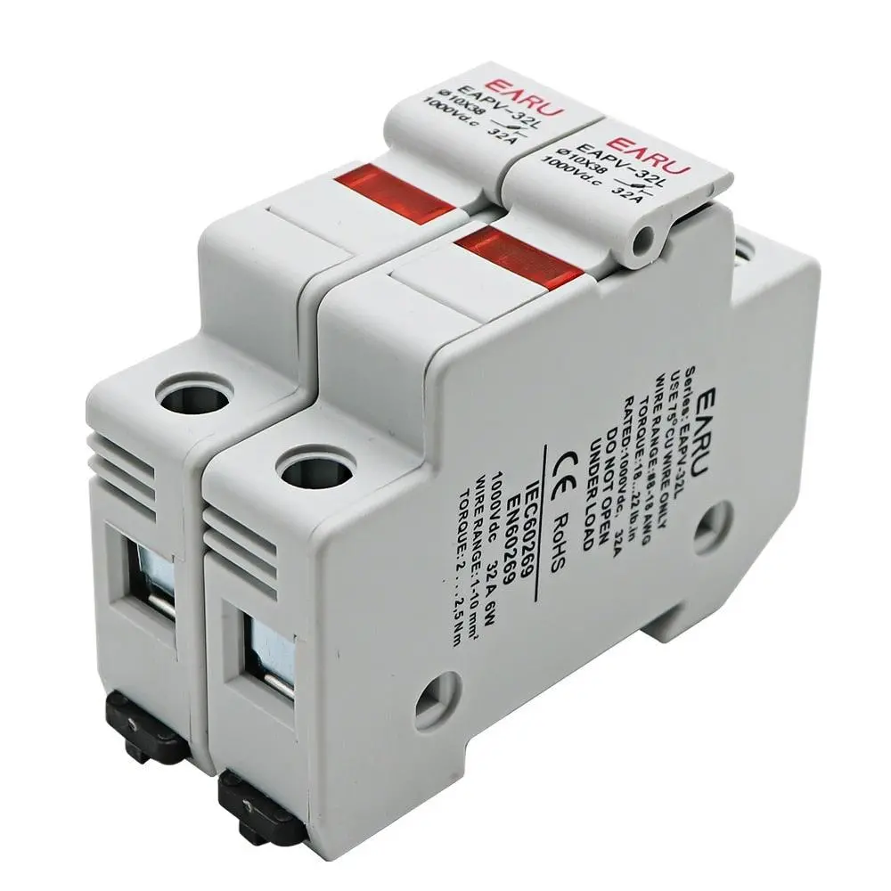 Din Rail Solar Pv Dc Fuse Holders With Indicator Light Suitable For 10*38Mm Dc Pv Fuse Link For Solar Photovoltaic System Pro 2