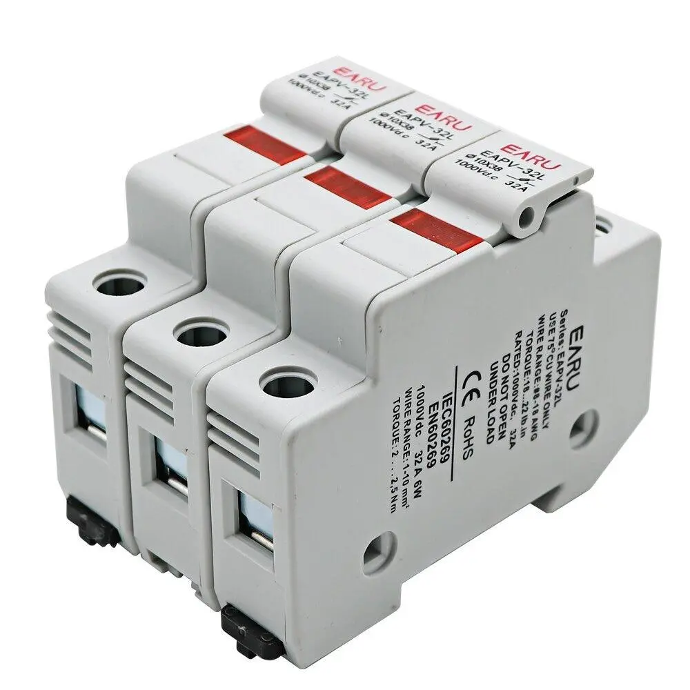 Din Rail Solar Pv Dc Fuse Holders With Indicator Light Suitable For 10*38Mm Dc Pv Fuse Link For Solar Photovoltaic System Pro 4