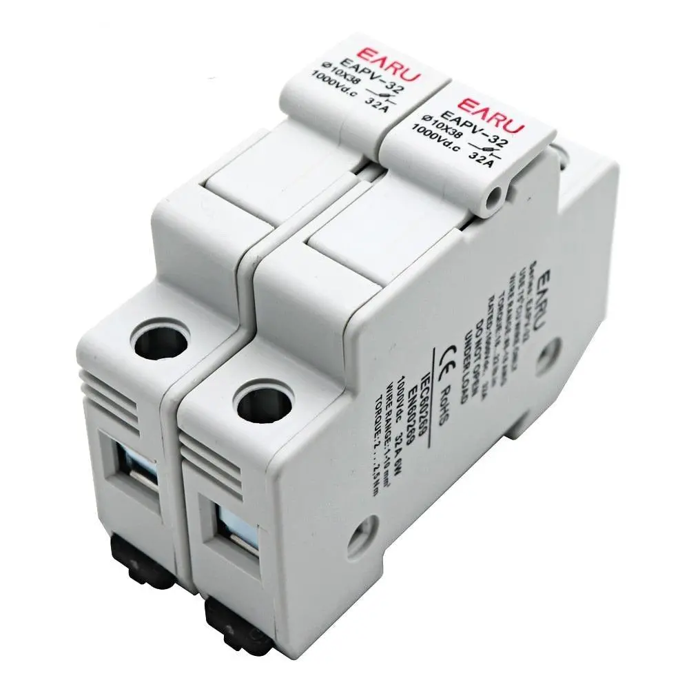 Din Rail Solar Pv Dc Fuse Holders With Indicator Light Suitable For 10*38Mm Dc Pv Fuse Link For Solar Photovoltaic System Pro 6