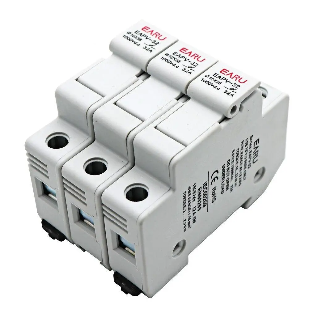 Din Rail Solar Pv Dc Fuse Holders With Indicator Light Suitable For 10*38Mm Dc Pv Fuse Link For Solar Photovoltaic System Pro 8