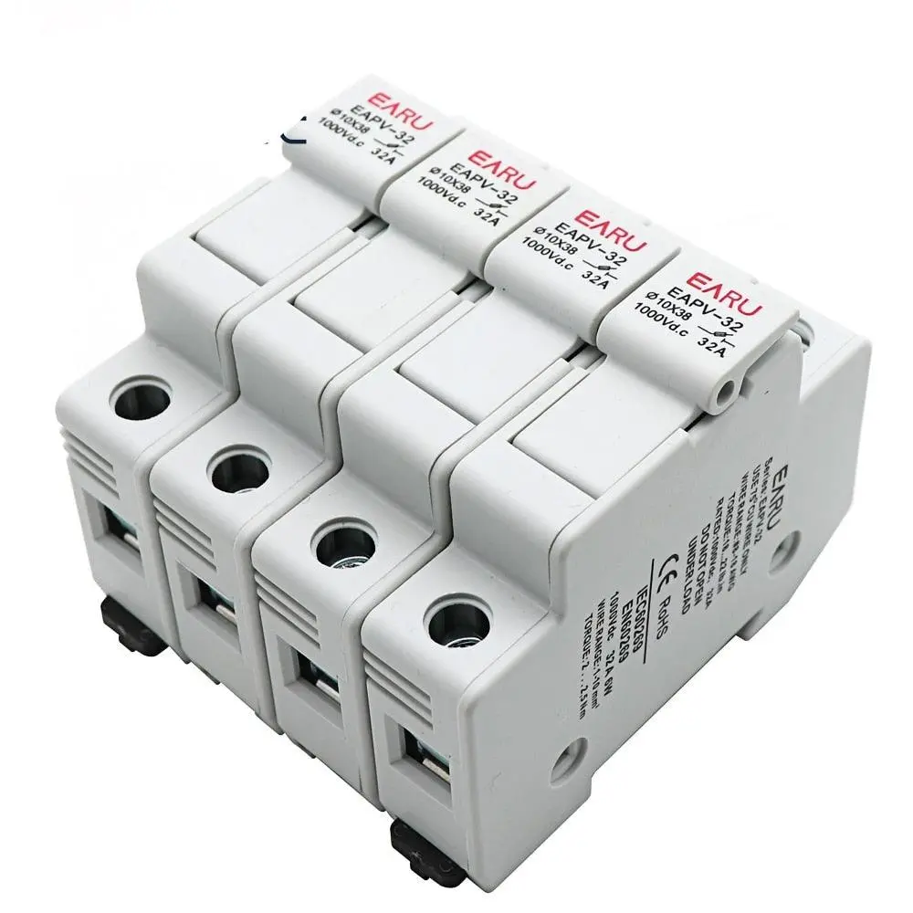 Din Rail Solar Pv Dc Fuse Holders With Indicator Light Suitable For 10*38Mm Dc Pv Fuse Link For Solar Photovoltaic System Pro 9