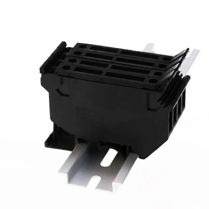 Din Rail Terminal Blocks 10Pcs Uk-5-Hesi Black Connector Screw Fuse Terminal Block Connector Screw Fuse Holder Conductor 4