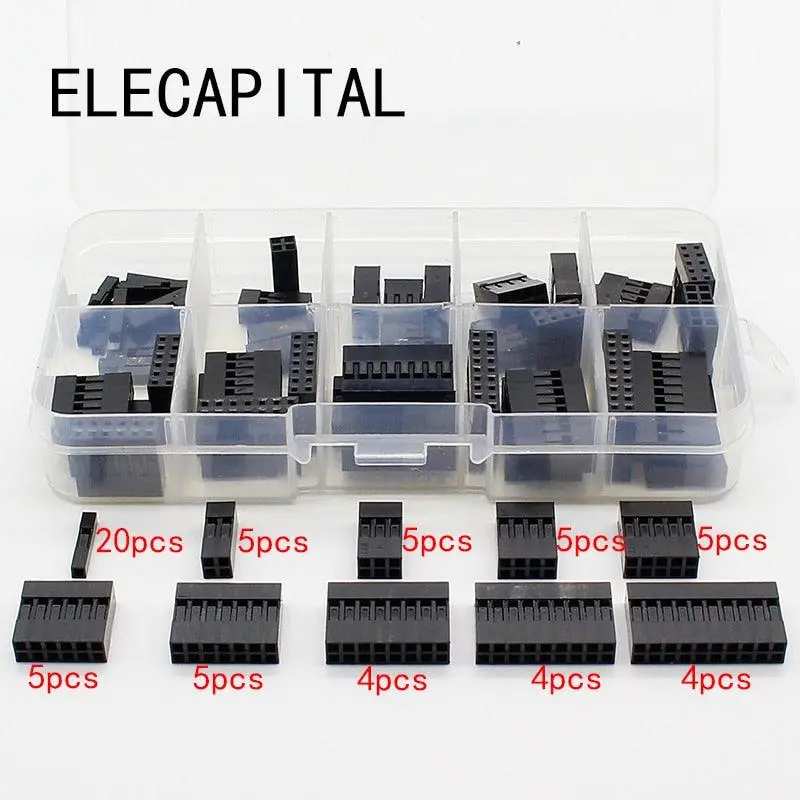 Double Row Dupont Kit 1P/2*2/2*3/2*4/ 2*5/2*6/2*7/2*8/ 2*9/ 2*10Pin Housing Plastic Shell Terminal Jumper Wire Connector Set 1