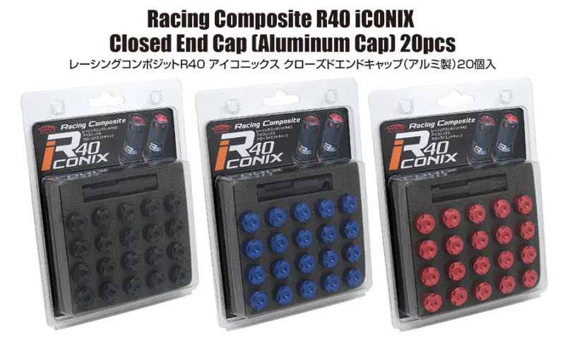 Project Kics R40 Iconix Aluminum Cap Set 14X1.50 Red - 20 Pieces 1