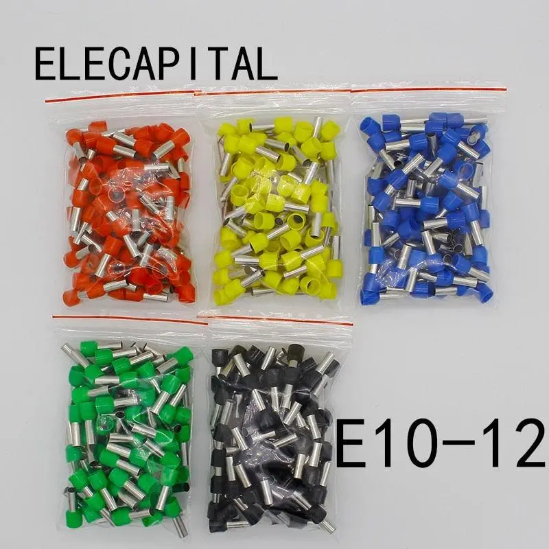 E10-12 Tube Insulating Insulated Terminals 10Mm2 Cable Wire Connector 100Pcs/Pack Insulating Crimp Terminal Connector E- 1