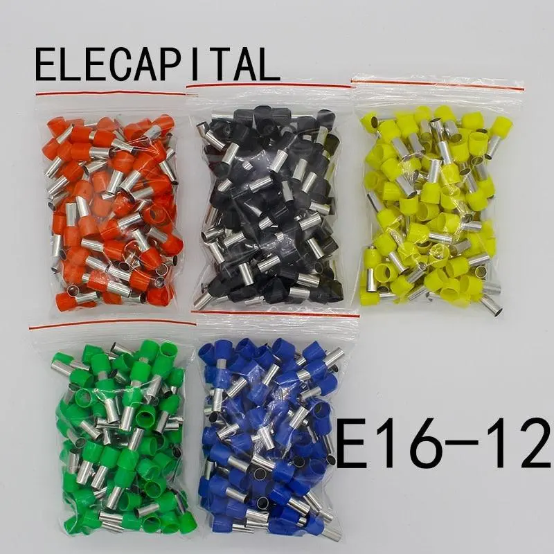 E16-12 Tube Insulating Insulated Terminals 16Mm2 Cable Wire Connector Insulating Crimp Terminal 100Pcs/Pack Connector E- 1