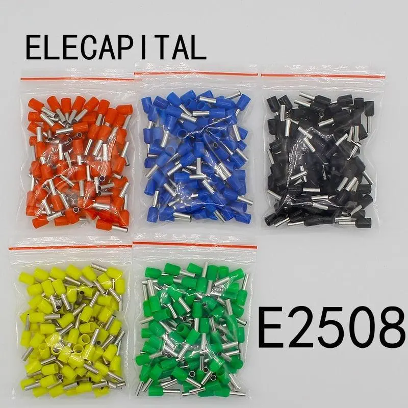 E2508 Tube Insulating Terminals 2.5Mm2 100Pcs/Pack Insulated Cable Wire Connector Insulating Crimp Terminal Connector E- 1