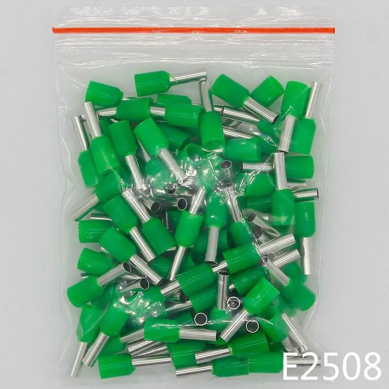 E2508 Tube Insulating Terminals 2.5Mm2 100Pcs/Pack Insulated Cable Wire Connector Insulating Crimp Terminal Connector E- 3