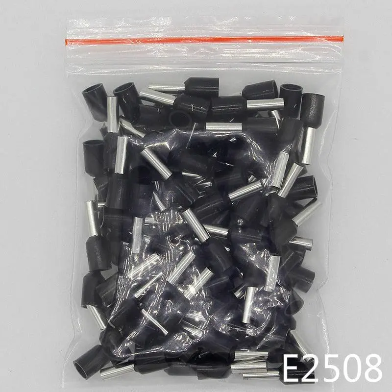 E2508 Tube Insulating Terminals 2.5Mm2 100Pcs/Pack Insulated Cable Wire Connector Insulating Crimp Terminal Connector E- 4