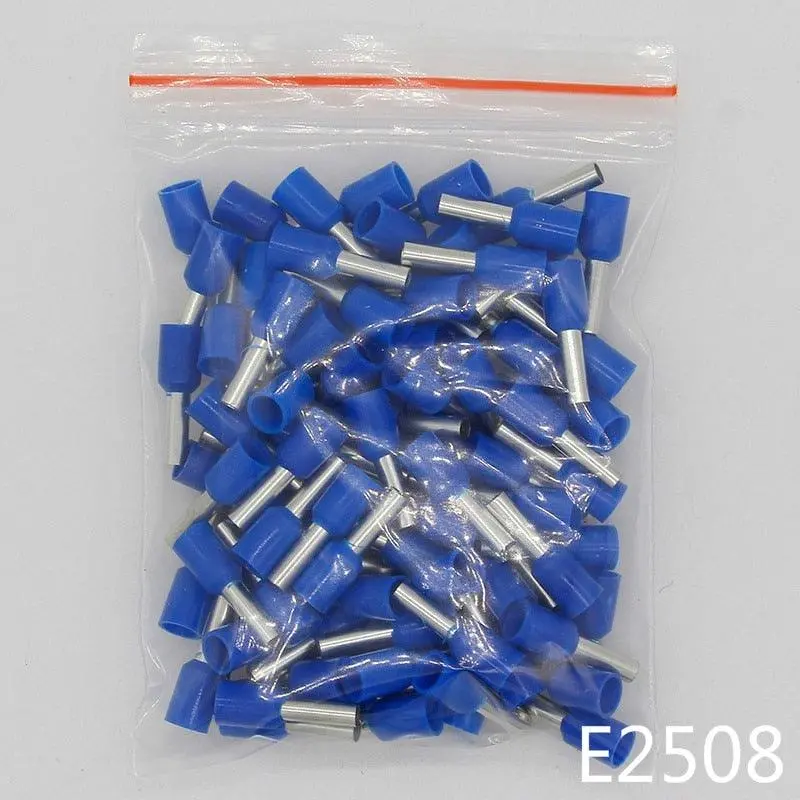 E2508 Tube Insulating Terminals 2.5Mm2 100Pcs/Pack Insulated Cable Wire Connector Insulating Crimp Terminal Connector E- 4