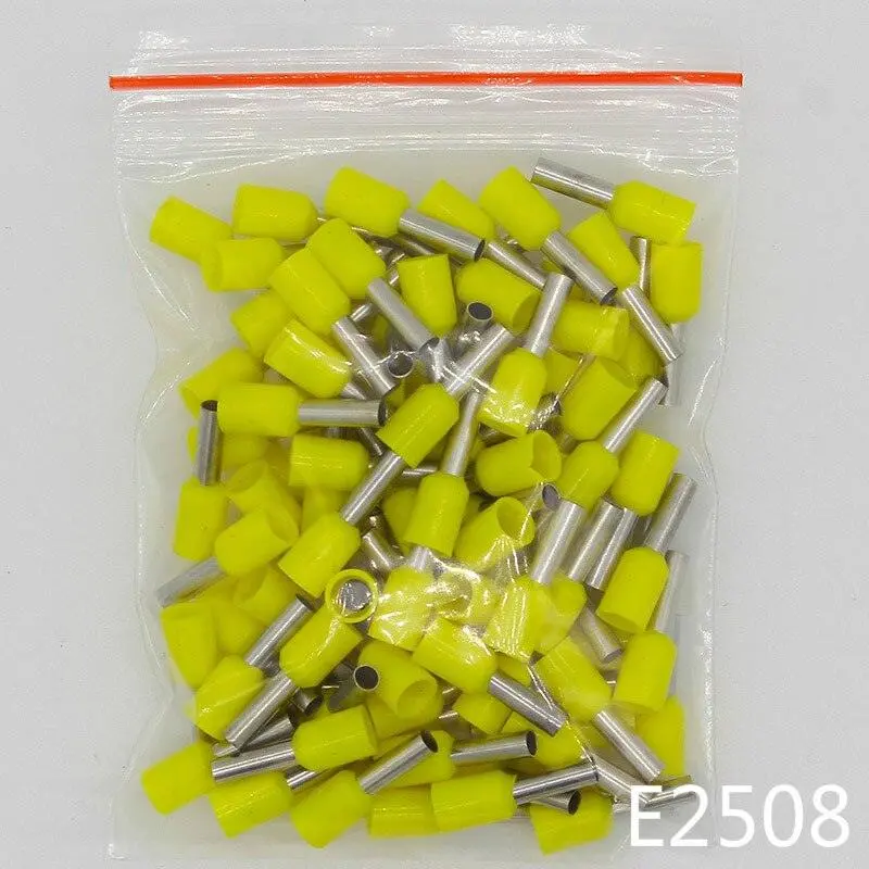 E2508 Tube Insulating Terminals 2.5Mm2 100Pcs/Pack Insulated Cable Wire Connector Insulating Crimp Terminal Connector E- 5