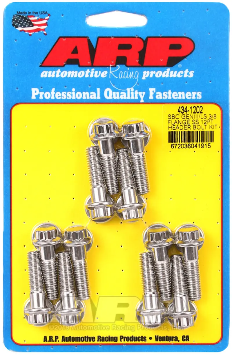 Arp Chevy Sbc/Geniii Ls 3/8In Flange Ss 12Pt Header Bolt Kit 1