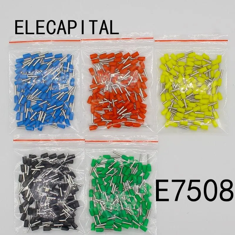 E7508 100Pcs/Pack Tube Insulating Insulated Terminals 0.75Mm2 Cable Wire Connector Insulating Crimp Terminal Connector E- 1