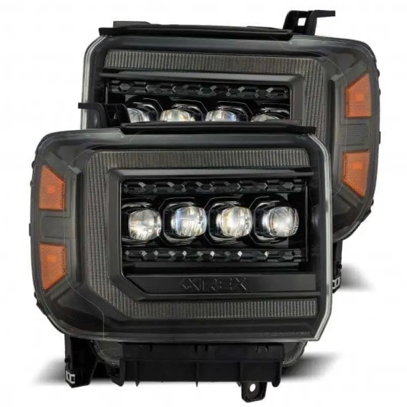 Alpharex 14-18 Gmc Sierra Nova Led Proj Headlights Plnk Style Alpha Blk W/Activ Light/Seq Signal/Drl 1