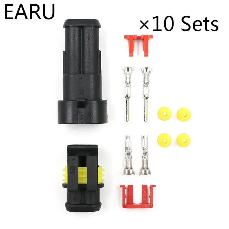 10 Sets  2 Pin Way Waterproof Atuomotive Electrical Wire Cable Connector 1