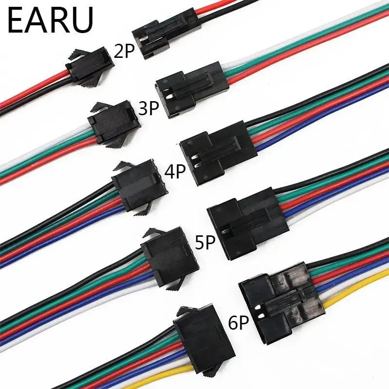 Earu- 10Pairs 15Cm Jst Sm 2P 3P 4P 5P 6P Plug Socket| Male To Female 1