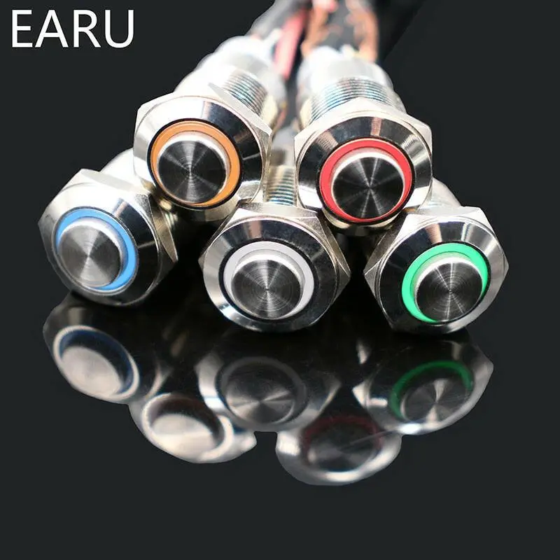 Earu- 12Mm  High Round Waterproof Momentary Metal Push Button 1