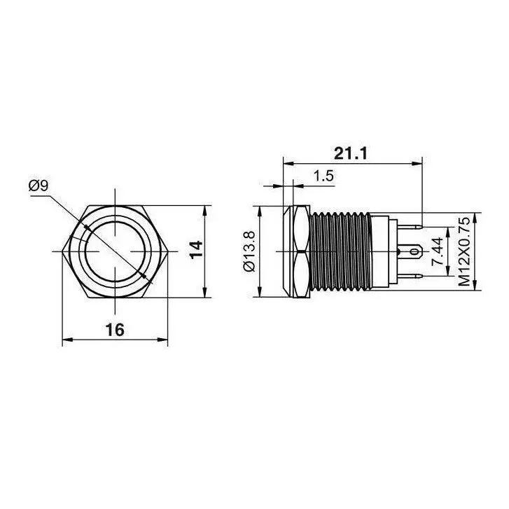 Earu- 12Mm Waterproof Momentary Metal Doorbell Bell Horn Push Button 4