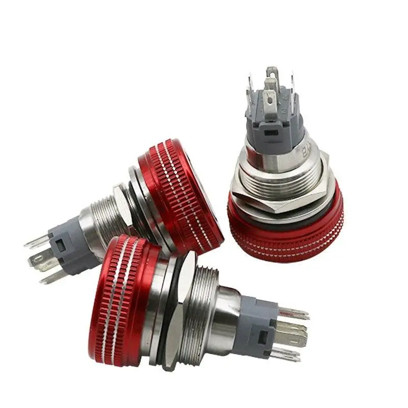 Earu- 16/19/22Mm Mushroom Metal Emergency Stop Push Button Switch With Led 11