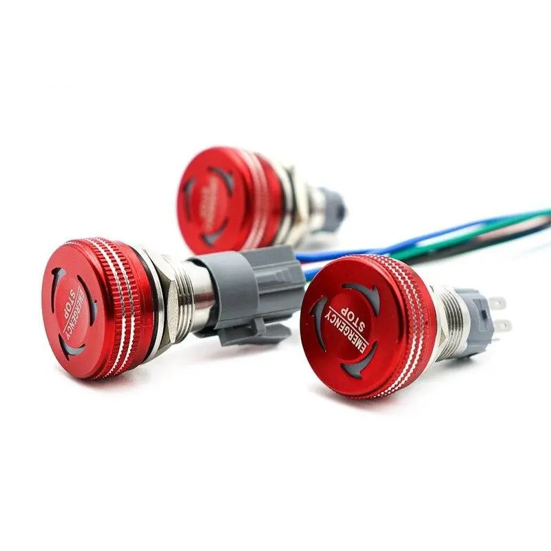 Earu- 16/19/22Mm Mushroom Metal Emergency Stop Push Button Switch With Led 9