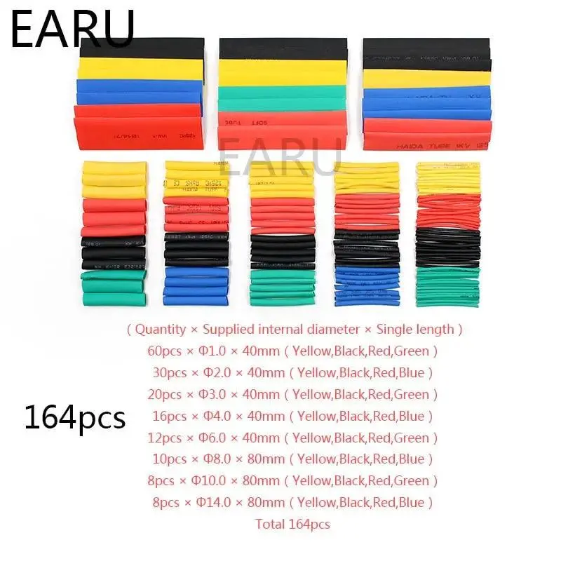 164Pcs Set Polyolefin Shrinking Assorted Heat Shrink Tube Set 1