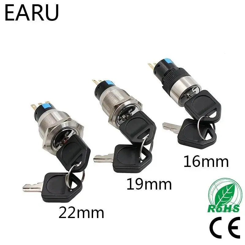 Earu- 16Mm 19Mm 22Mm Waterproof Stainless Steel Lock Key Knob Rotary Switch 1