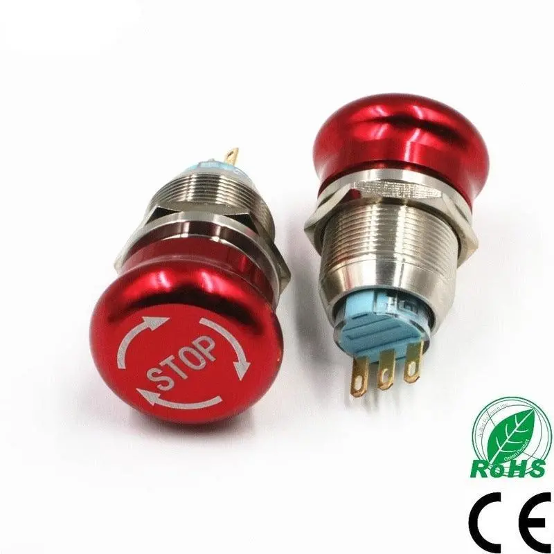 Earu-19Mm 22Mm Stainless Steel Latching Emergency Stop Push Button Switch 1