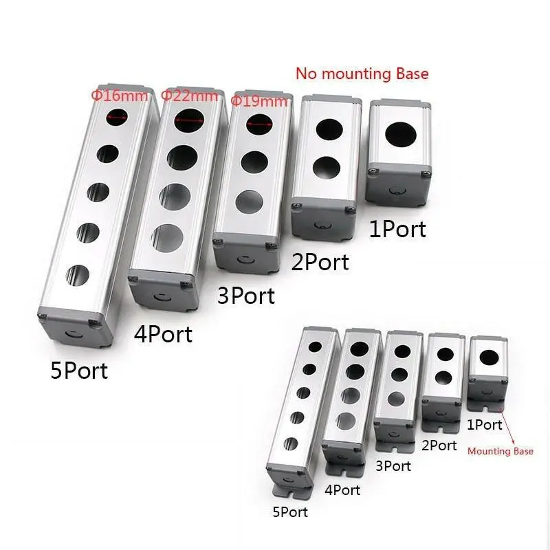 Earu-1Pc Aluminium Alloy Push Button Terminal Mounting Box Base 1 2 3 4 5 Port 1