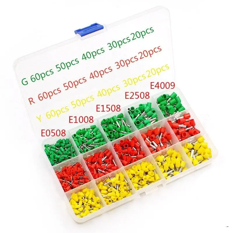 600Pcs/Lot 3 Colors 15 Types Tube Insulating Terminals Connector|  22~12Awg 1