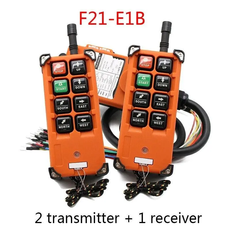 F21-E1b 2 Transmitter + 1 Receiver Industrial Remote Emergency Stop Button Remote E Stop 1