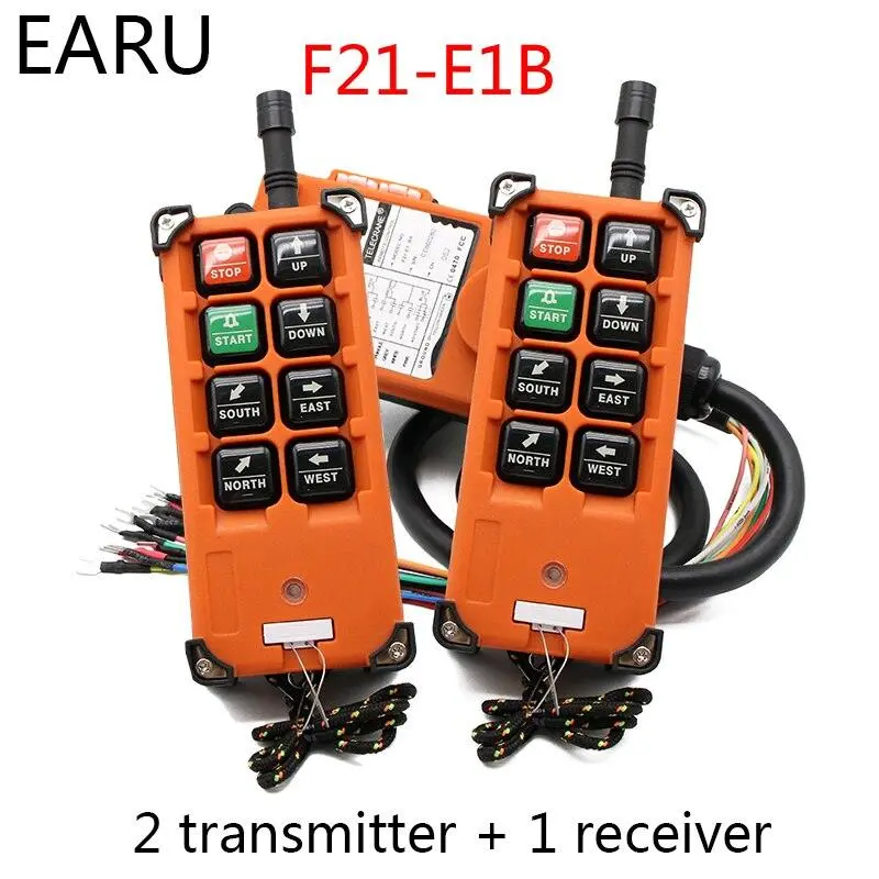 F21-E1b Transmitter + Receiver 220V 380V 110V 12V 24V Industrial Remote Emergency Stop Button Lift Crane Drive 1
