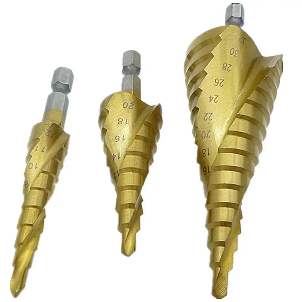 Hss Spiral Grooved Step Drill Bit| 4Mm To 12Mm/20Mm/32Mm| 3Pcs/Set 1