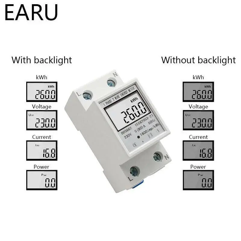 Single Phase Kwh Meter| Din-Rail Lcd Digital Display Wattmeter 1