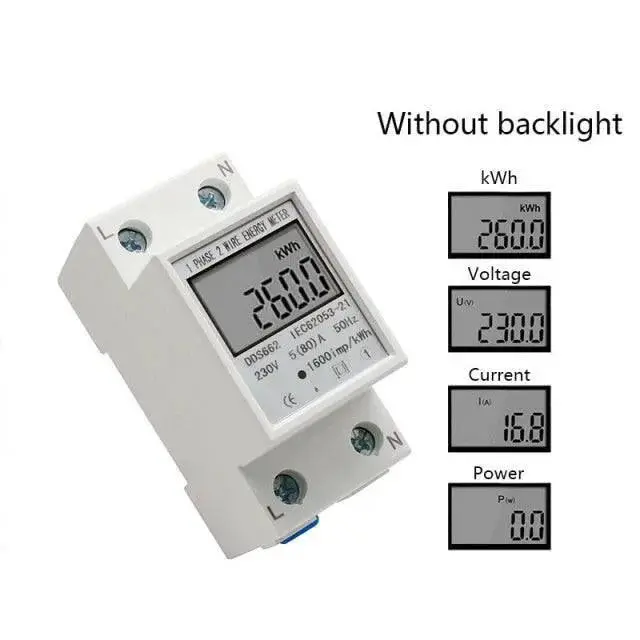 Single Phase Kwh Meter| Din-Rail Lcd Digital Display Wattmeter 2