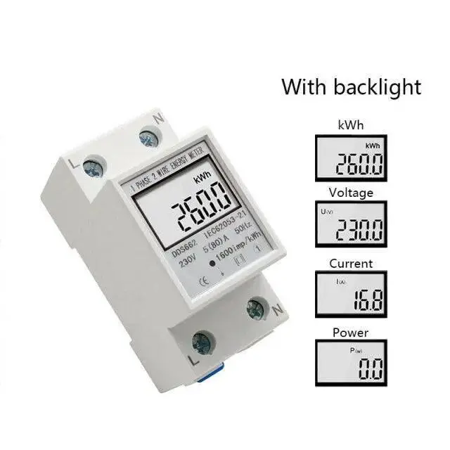 Single Phase Kwh Meter| Din-Rail Lcd Digital Display Wattmeter 1