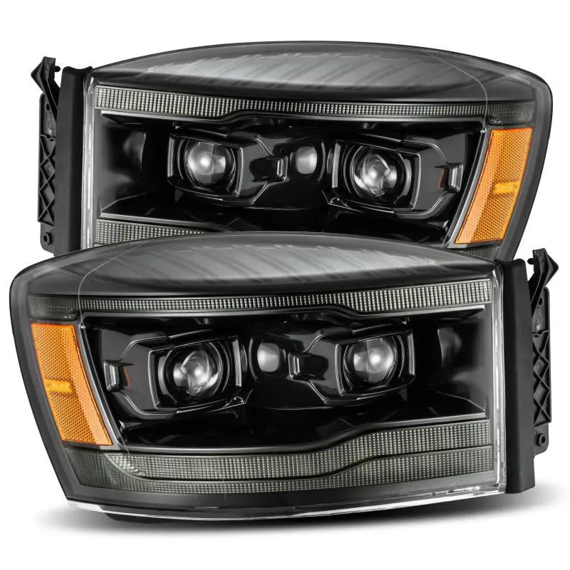 Alpharex 06-08 Dodge Ram 1500Hd Luxx Led Projector Headlights Plank Style Alpha Blk W/Seq Signal/Drl 2