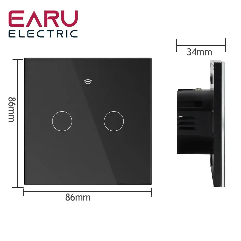 Eu Tuya Wifi Smart Light Switch With Glass Panel, Touch Sensor Smart Wall Switch With No Neutral Wire, Google Home 3