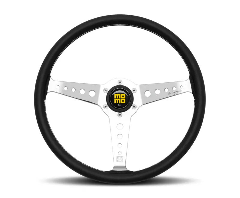 Momo California Steering Wheel 360 Mm - Black Leather/White Stitch/Polished Spokes 1