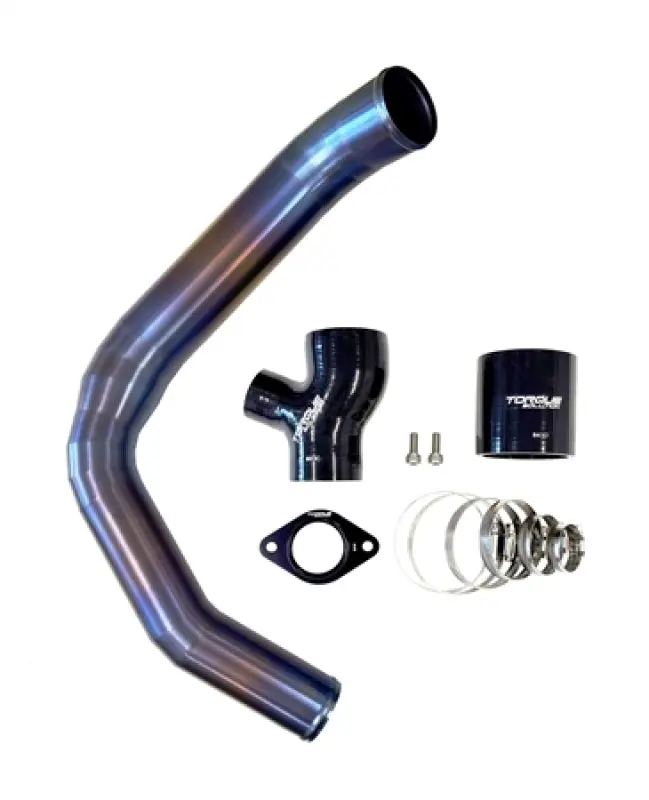 Torque Solution 15-21 Subaru Wrx Top Mount Charge Pipe - Titanium Burnt Purple / Blue 1