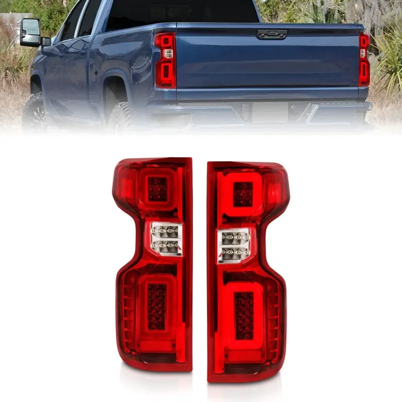 Anzo 19-21 Chevy Silverado Full Led Taillights Chrome Housing Red/Clear Lens G2 (W/C Light Bars) 2