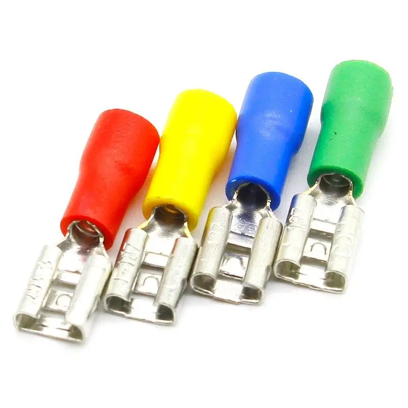 Fdd1-187 Female Insulated Electrical Crimp Terminal For 22-16 Awg Connectors Cable Wire Connector 100Pcs/Pack Fdd1.25-187 Fdd 2