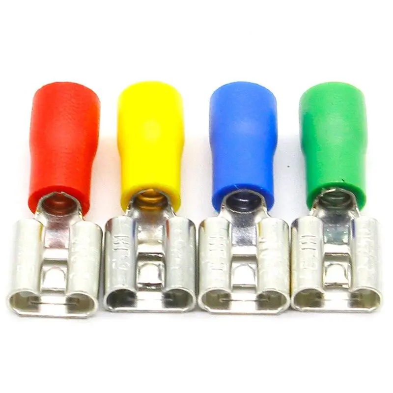 Fdd2-250 Female Insulated Electrical Crimp Terminal For 16-14 Awg Connectors Cable Wire Connector 100Pcs/Pack Fdd2-250 Fdd 2