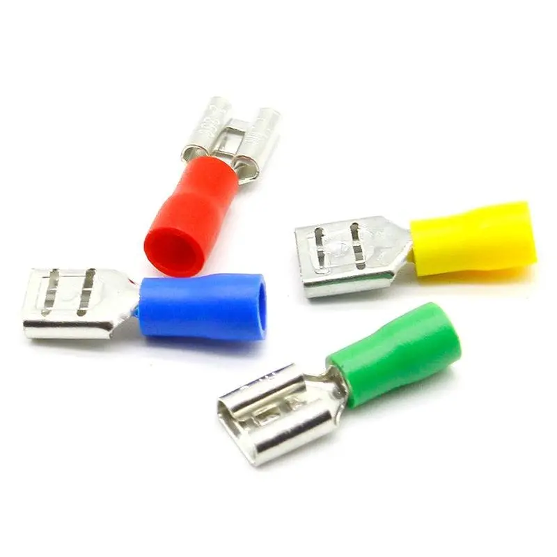 Fdd2-250 Female Insulated Electrical Crimp Terminal For 16-14 Awg Connectors Cable Wire Connector 100Pcs/Pack Fdd2-250 Fdd 4