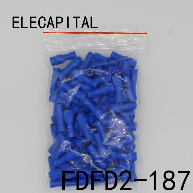 Fdfd2-187 Fdfd2.5-187 Female Insulated Electrical Crimp Terminal For 1.5-2.5Mm2 Connectors 100Pcs/Pack Cable Wire Connector Fdfd 1
